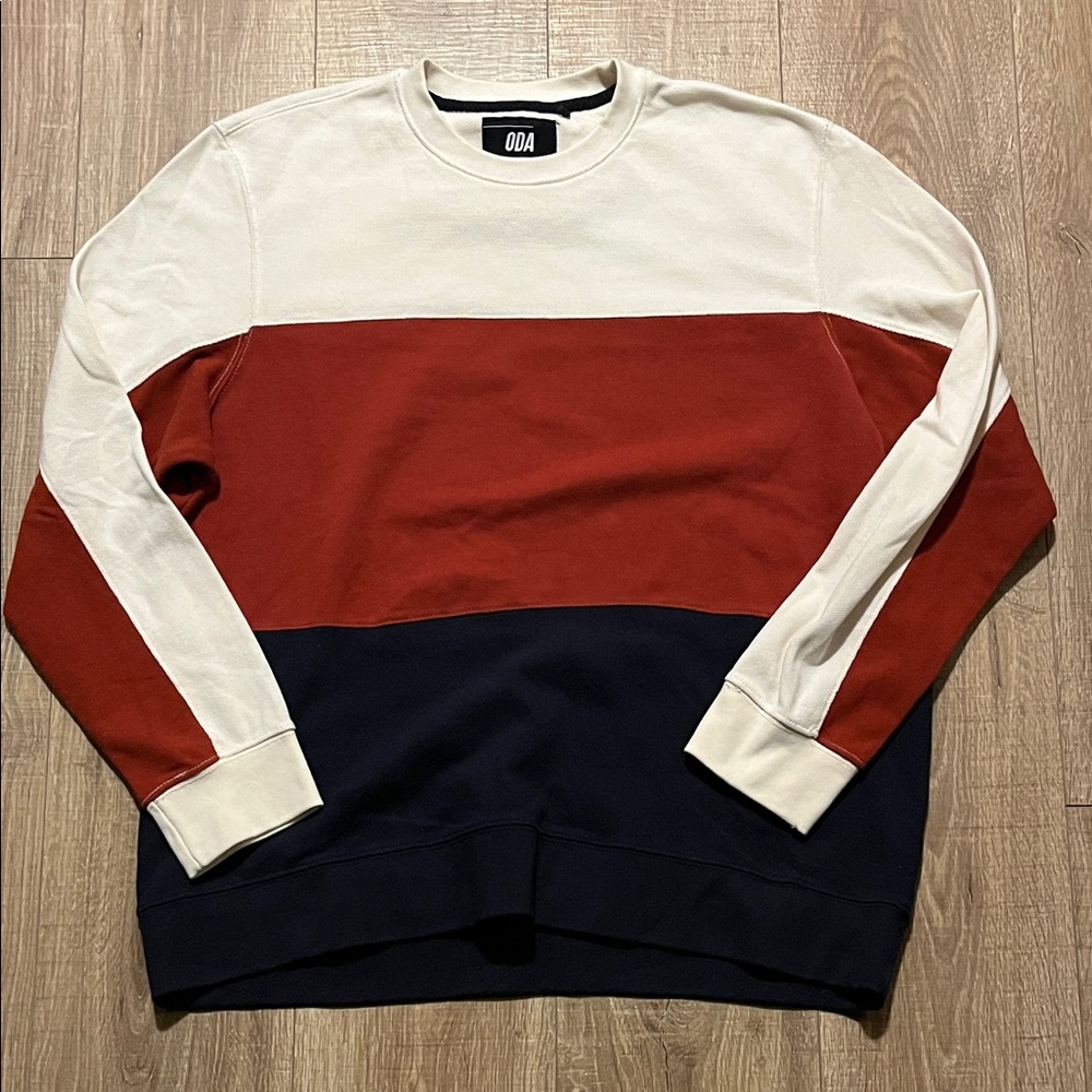ODA Men's Tricolor Crewneck Shirt Red, White, and Navy Size XXL